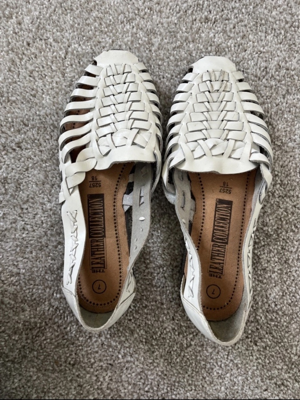 Woven Leather Huarache Flats in White - size 7- new!